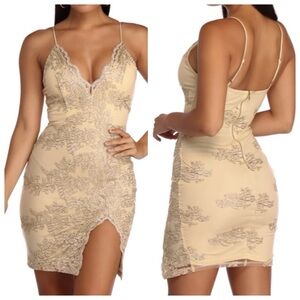 Windsor Lace Bodycon V Neck Spaghetti Straps Mini‎ Dress